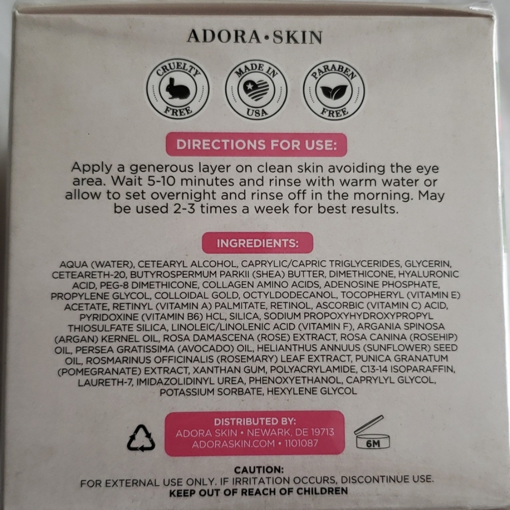 Adora Skin USA Gold Shea Collagen Amino Acids Retinol Anti-Aging MASK OverNight - Picture 4 of 7